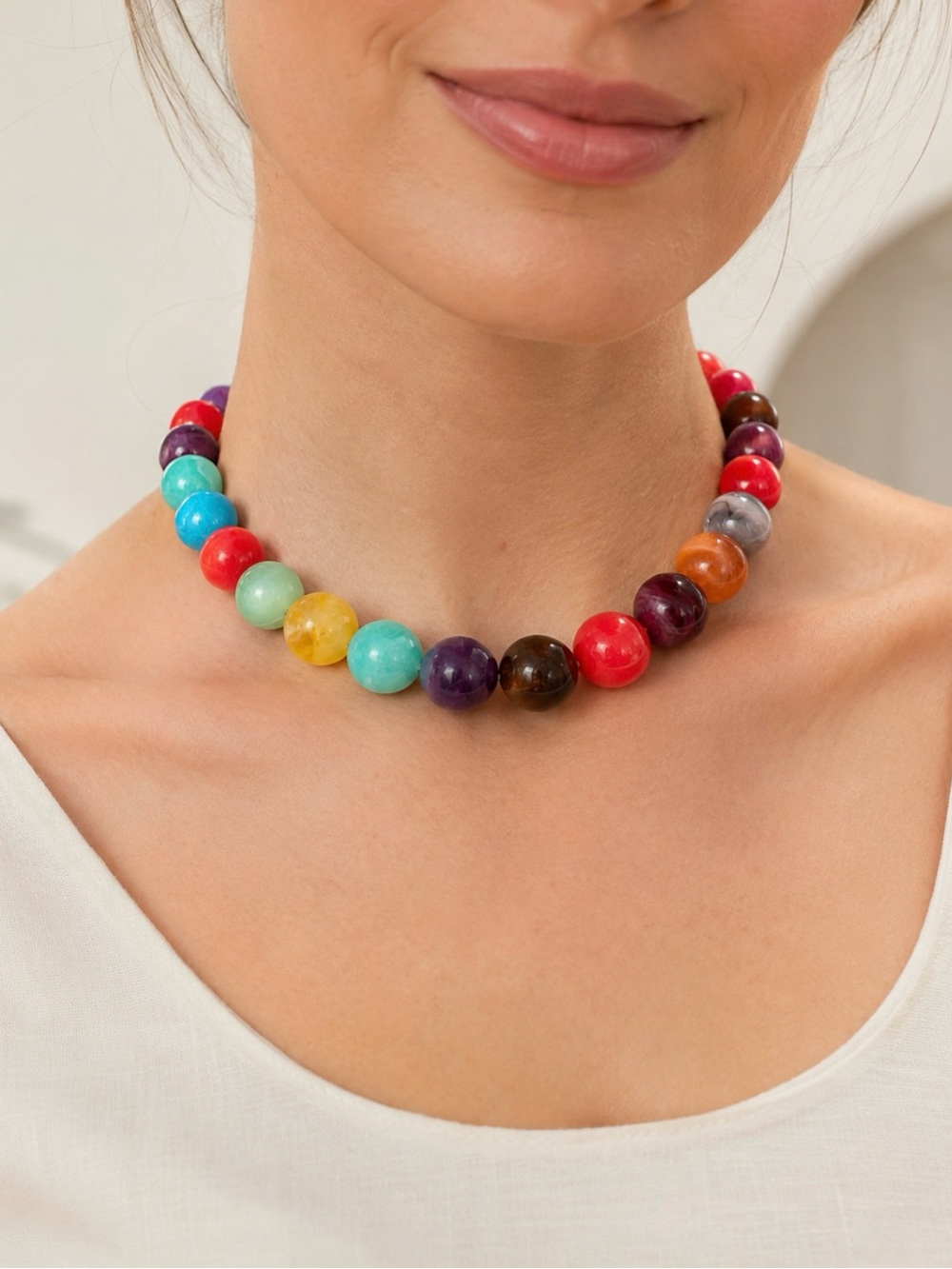 NEW! Multicolor Beaded Statement Necklace